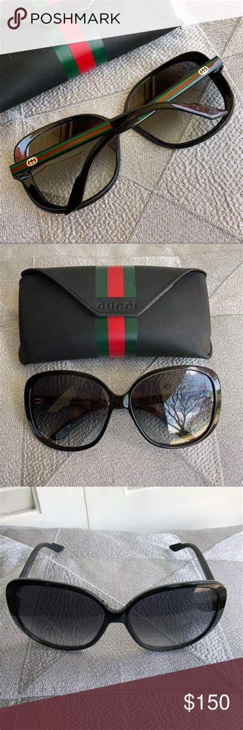 gucci black sunglasses with red and green stripe